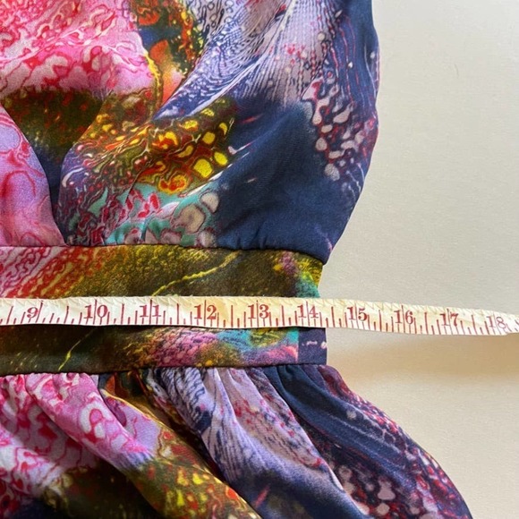 Dirty Ballerina v-neck maxi dress gemstone print red, pink, blue M - Picture 10 of 15